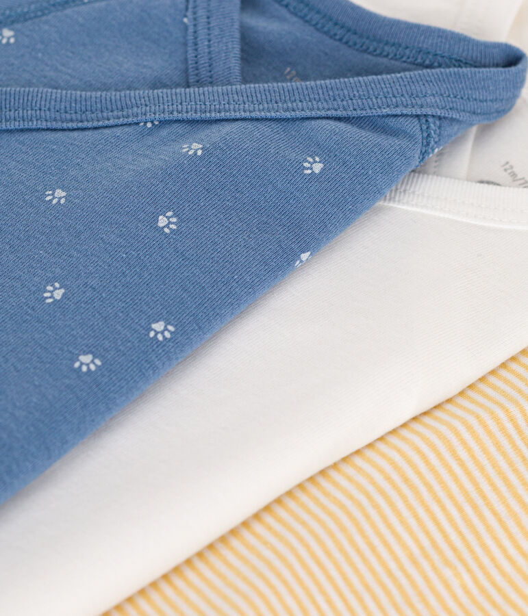 Juego de 3 bodis cruzados de manga larga de algod&oacute;n para beb&eacute; multicolor