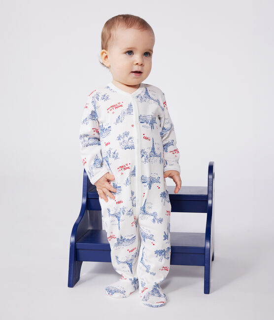 Pijama de algodón París para bebé blanco MARSHMALLOW/blanco MULTICO