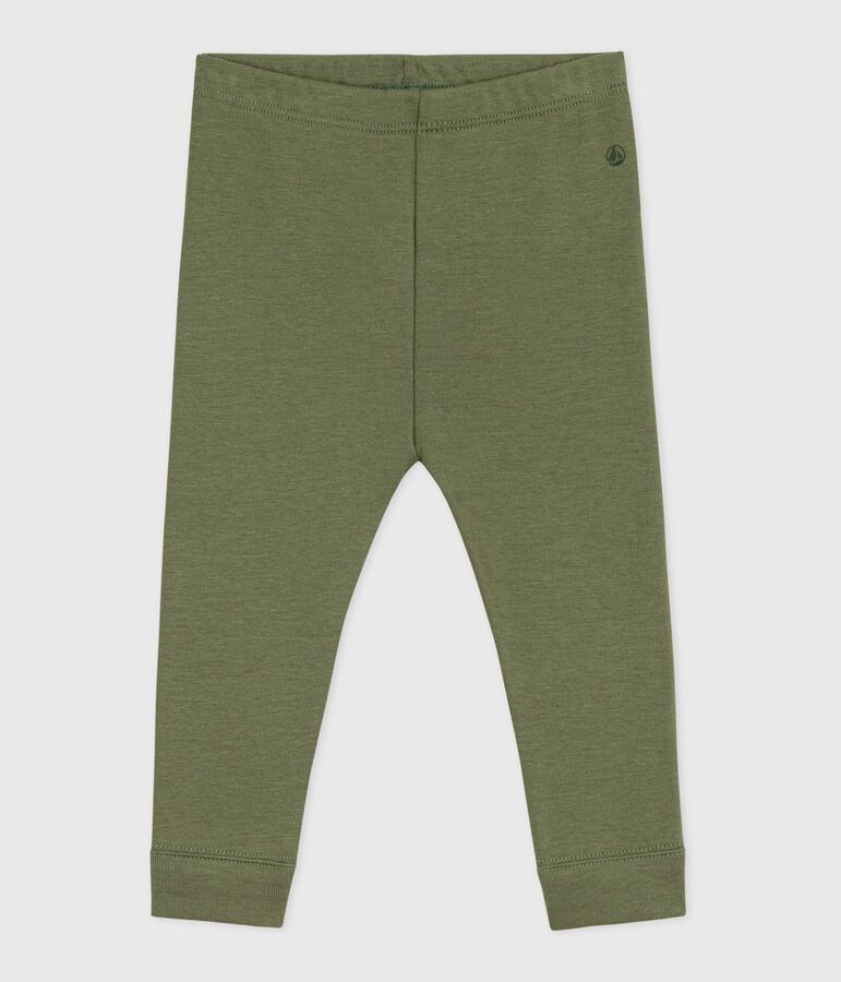 Leggings lisos de algod&oacute;n para beb&eacute; verde OLIVINE