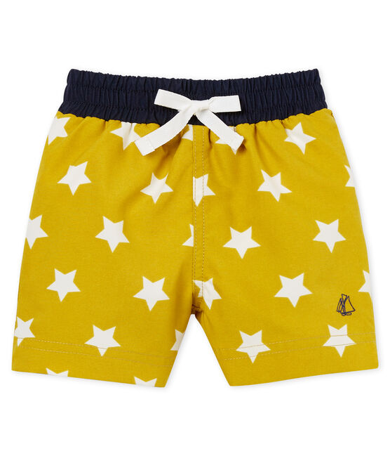 Shorts de playa estampados para bebé niño amarillo BAMBOO/blanco MARSHMALLOW
