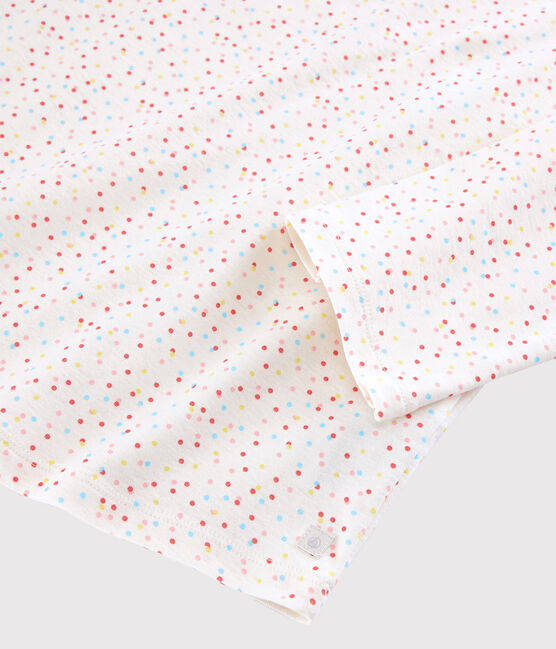 Pijama de lunares multicolores de algodón ecológico de chica/mujer blanco MARSHMALLOW/blanco MULTICO