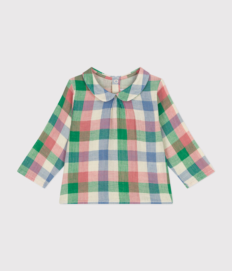 Blusa de gasa de algod&oacute;n para beb&eacute; crudo/multicolor