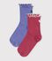 2 pares de calcetines infantiles de algod&oacute;n con estampado de coraz&oacute;n multicolor