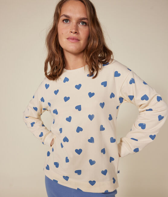 Pijama de dos materiales de algodón para mujer azul BEACH/ AVALANCHE