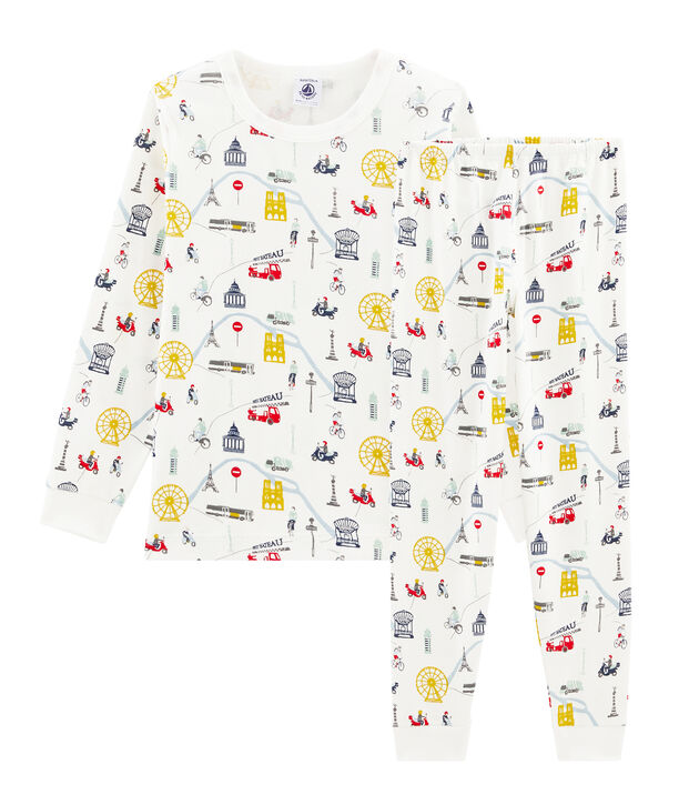 Pijama de punto para ni&ntilde;o blanco/multicolor