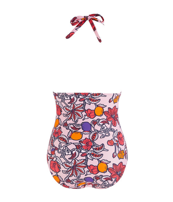 Traje de baño de 1 pieza ecorresponsable para mujer rosa PATIENCE/blanco MULTICO