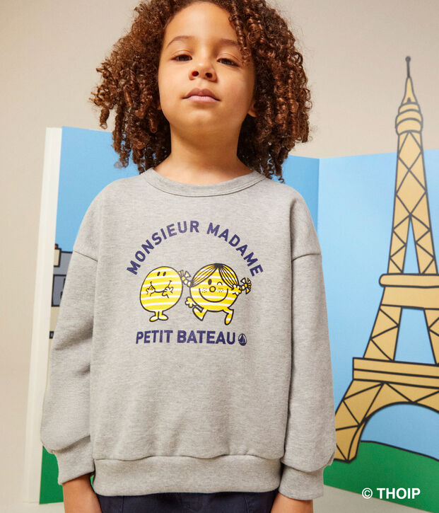Sudadera infantil Monsieur Madame de mulet&oacute;n gris