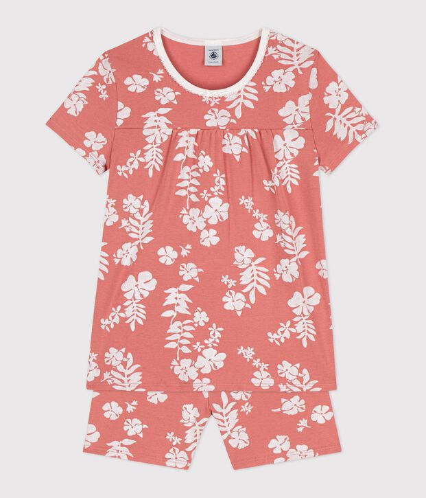 Pijama corto hawaiano de algod&oacute;n para ni&ntilde;a rosa/multicolor