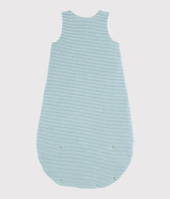 Saco de punto de tejido acanalado de rayas para bebé blanco MARSHMALLOW/ BRUME