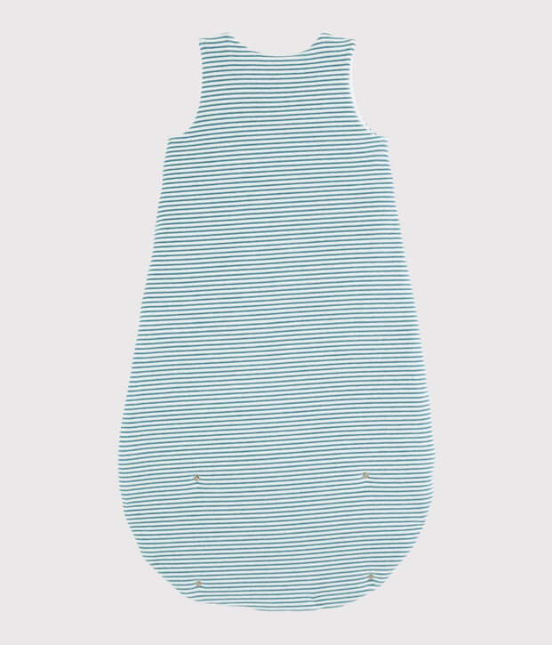 Saco de punto de tejido acanalado de rayas para beb&eacute; blanco/azul