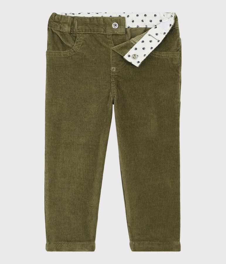 Pantal&oacute;n de terciopelo de beb&eacute;. verde