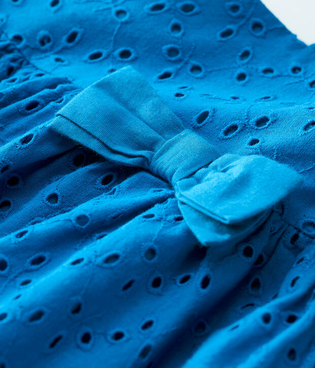 Vestido de tirantes de bordado ingl&eacute;s de beb&eacute; ni&ntilde;a azul