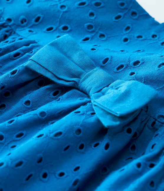 Vestido de tirantes de bordado inglés de bebé niña azul MYKONOS