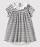 Vestido-bodi de manga corta de canalé para bebé niña blanco MARSHMALLOW/azul SMOKING
