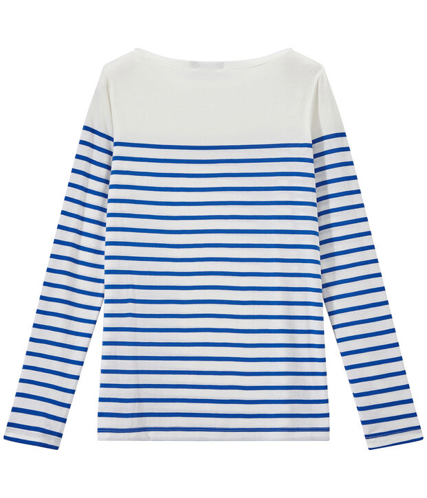 Camiseta de manga larga de rayas para mujer blanco/azul