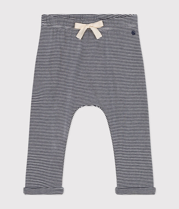 Pantal&oacute;n de algod&oacute;n ecol&oacute;gico de beb&eacute; azul/blanco