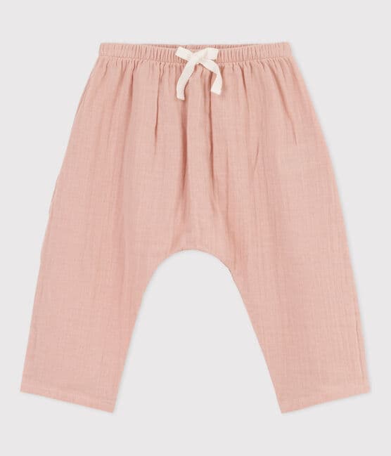 Pantalón de gasa de algodón para bebé rosa SALINE