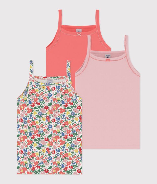 Juego de camisetas de tirantes infantiles de algod&oacute;n con flores multicolor