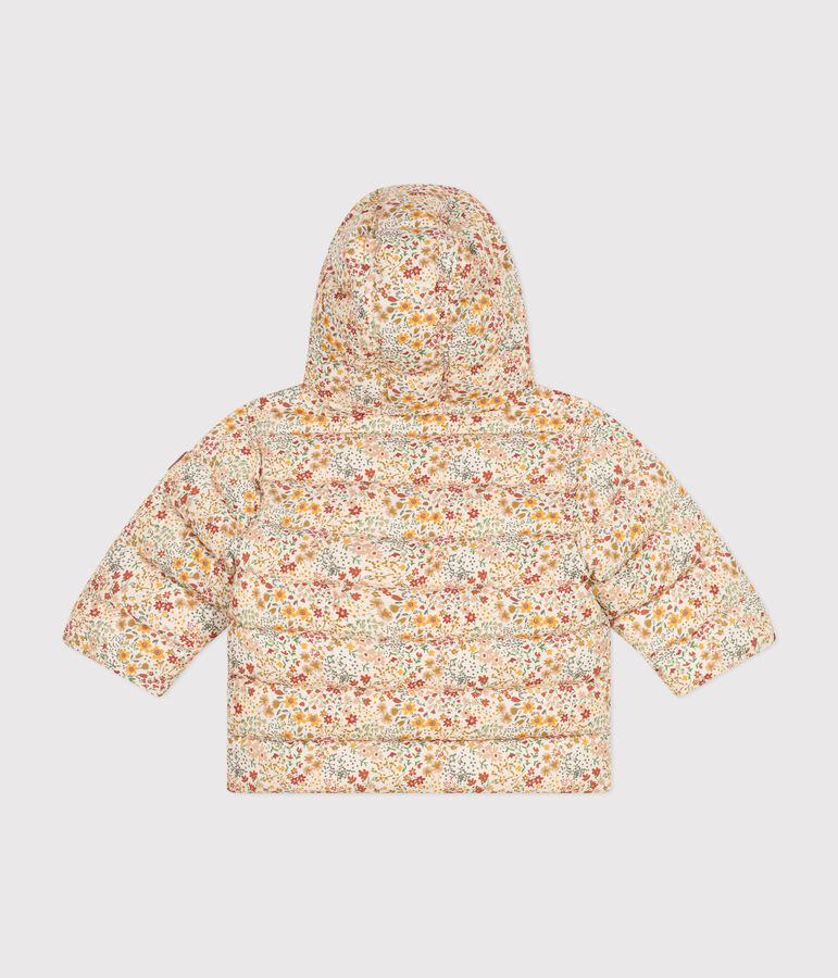 Plum&iacute;fero estampado con capucha para beb&eacute; crudo/multicolor