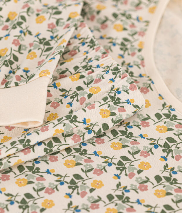 Pijama de algod&oacute;n con motivo floral para mujer crudo/multicolor