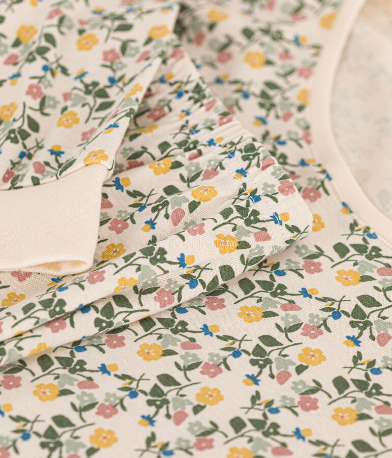 Pijama de algod&oacute;n con motivo floral para mujer crudo/multicolor