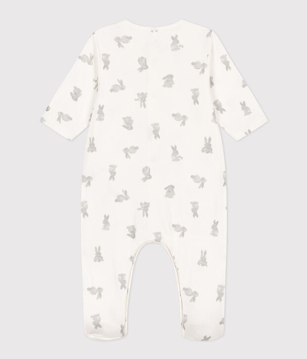 Pijama de t&uacute;bico con conejos para beb&eacute; blanco/gris