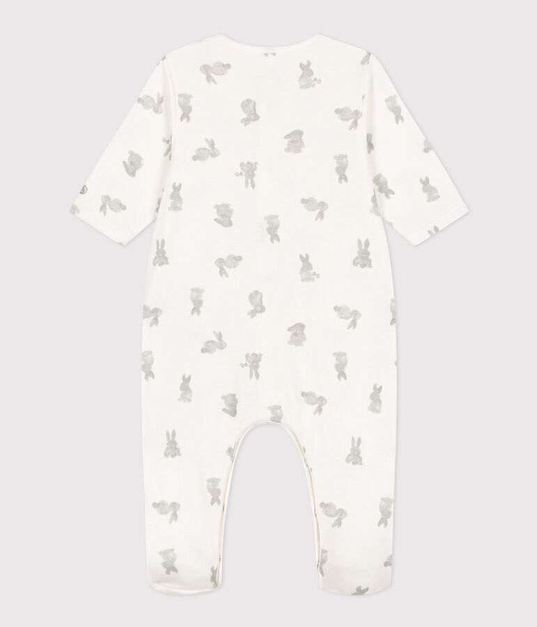 Pijama de t&uacute;bico con conejos para beb&eacute; blanco/gris