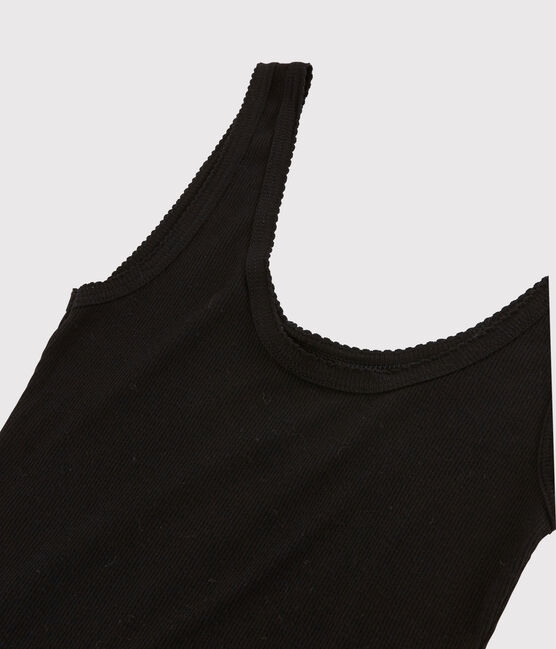 Camiseta de tirantes de lana y algodón para mujer negro NOIR