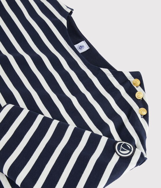 Jersey marinero de algodón de mujer azul SMOKING/blanco MARSHMALLOW