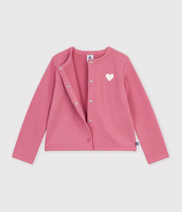 C&aacute;rdigan infantil liso de algod&oacute;n rosa