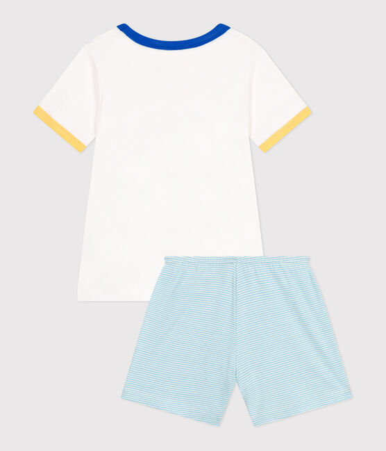Pijama infantil corto de algodón blanco MARSHMALLOW/blanco MULTICO