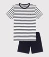 Pijama corto de rayas marineras de canal&eacute; unisex