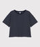 Camiseta LE BOXY de algodón para mujer azul SMOKING/blanco MARSHMALLOW