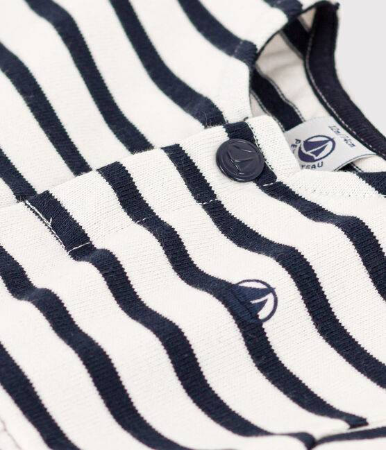 Vestido de manga corta de punto grueso a rayas para bebé blanco MARSHMALLOW/azul SMOKING