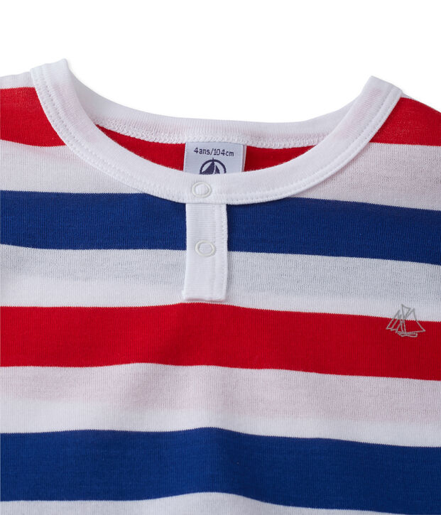 Pyjacourt gar&ccedil;on en jersey ray&eacute; blanco/azul/blanco