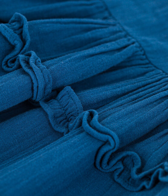 Vestido de manga corta de gasa de algodón para niña azul INCOGNITO