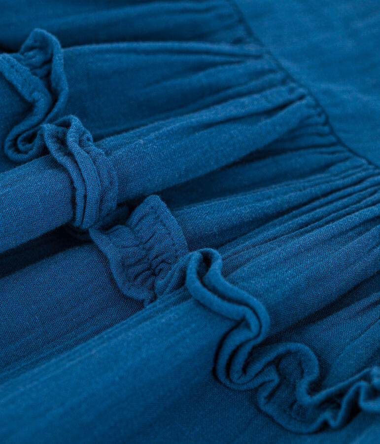 Vestido de manga corta de gasa de algod&oacute;n para ni&ntilde;a azul