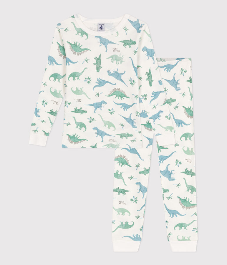 Pijama infantil muy entallado en algod&oacute;n estampado blanco/multicolor