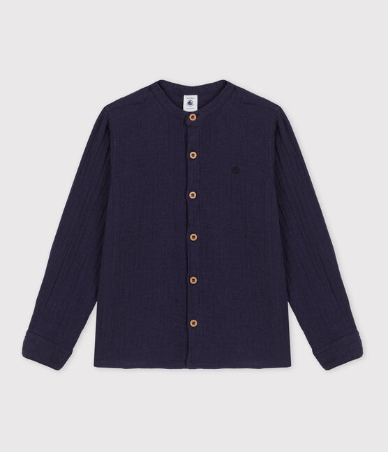 Camisa de gasa de algodón de niño azul SMOKING