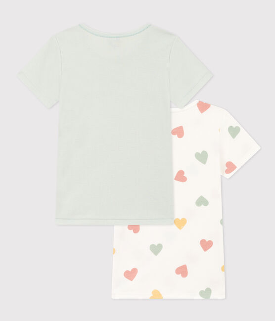 Juego de 2 camisetas de manga corta de algodón con corazón para niña variante 1
