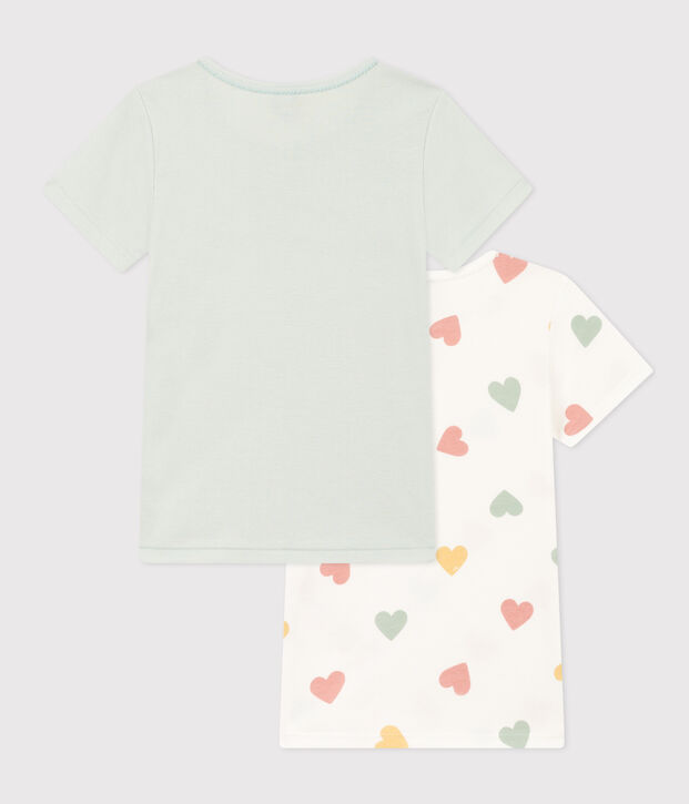 Juego de 2 camisetas de manga corta de algod&oacute;n con coraz&oacute;n para ni&ntilde;a multicolor