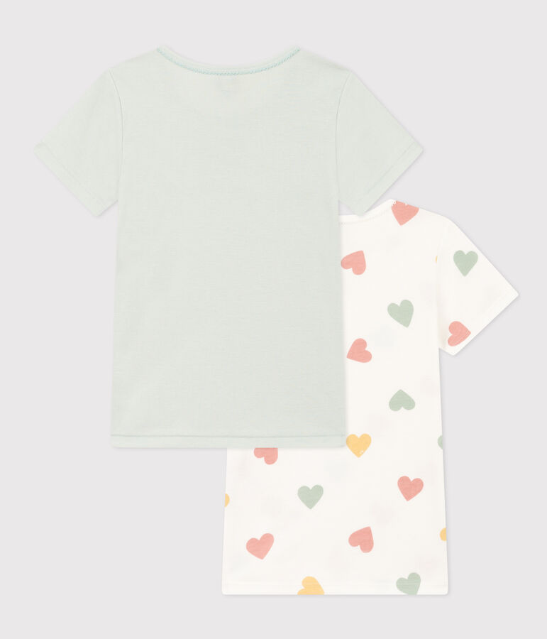 Juego de 2 camisetas de manga corta de algod&oacute;n con coraz&oacute;n para ni&ntilde;a multicolor