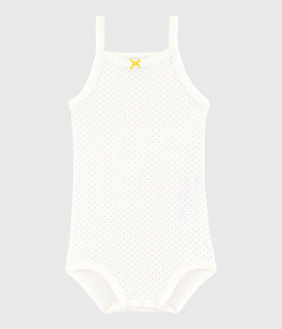 Bodi de tirantes de bebé de niña blanco MARSHMALLOW/rosa CHARME