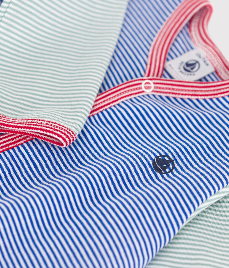 Pijama de algod&oacute;n a rayas para beb&eacute; azul/blanco