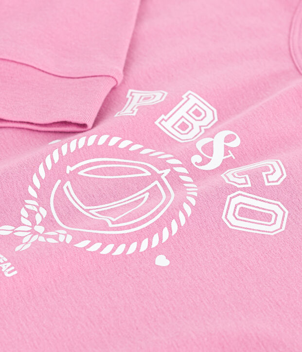 Camiseta infantil de algod&oacute;n de manga larga con estampado rosa