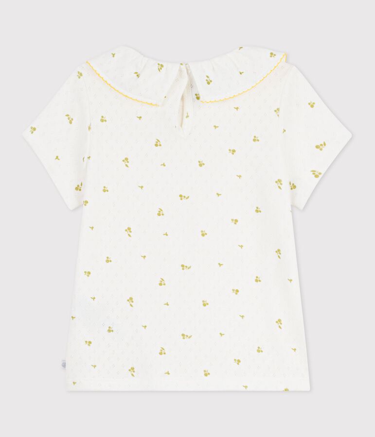 Camiseta infantil de algod&oacute;n de manga corta con estampado de flores verde/verde
