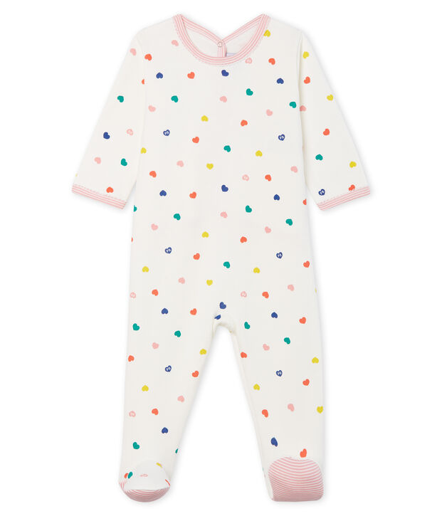 Pijama de mulet&oacute;n para beb&eacute; ni&ntilde;a blanco/multicolor