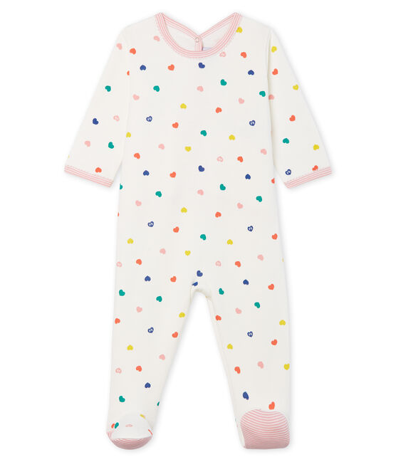 Pijama de muletón para bebé niña blanco MARSHMALLOW/blanco MULTICO