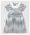Vestido de manga corta de canalé de rayas de bebé niña blanco MARSHMALLOW/azul SMOKING