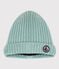 Gorro de punto tricotado con forro polar para bebé verde PAUL